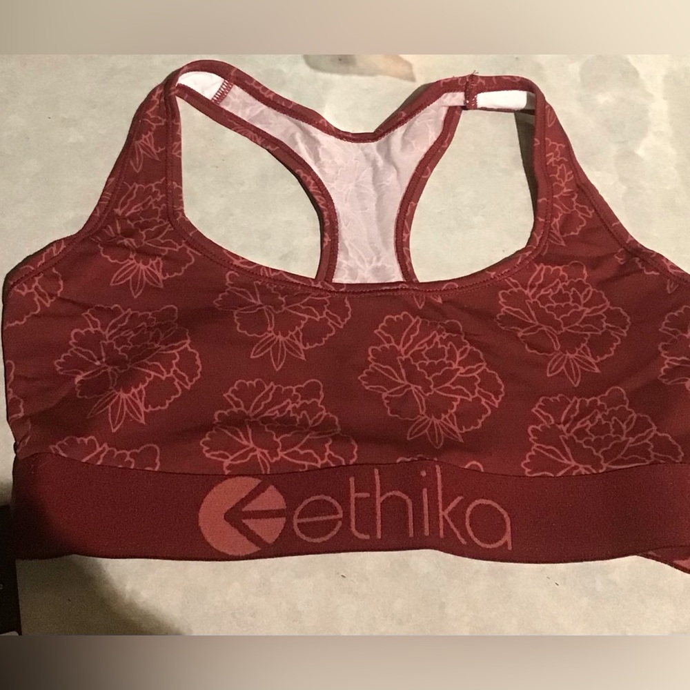 Ethika Girls  Floral Sports Bra - Red Large 10-12